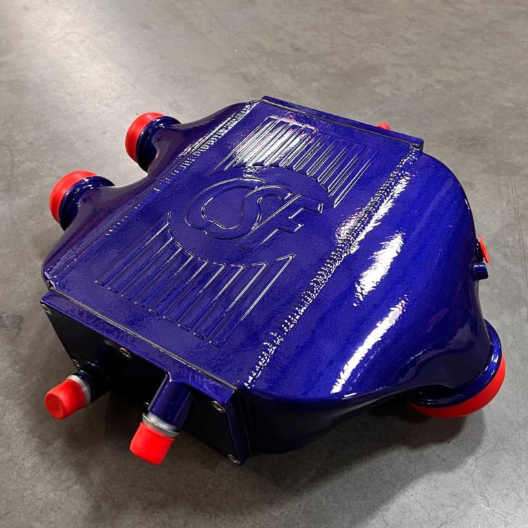 CSF Race BMW F8X M3/M4/M2C Top Mount Charge-Air-Cooler in custom San Marino Blue - 8082